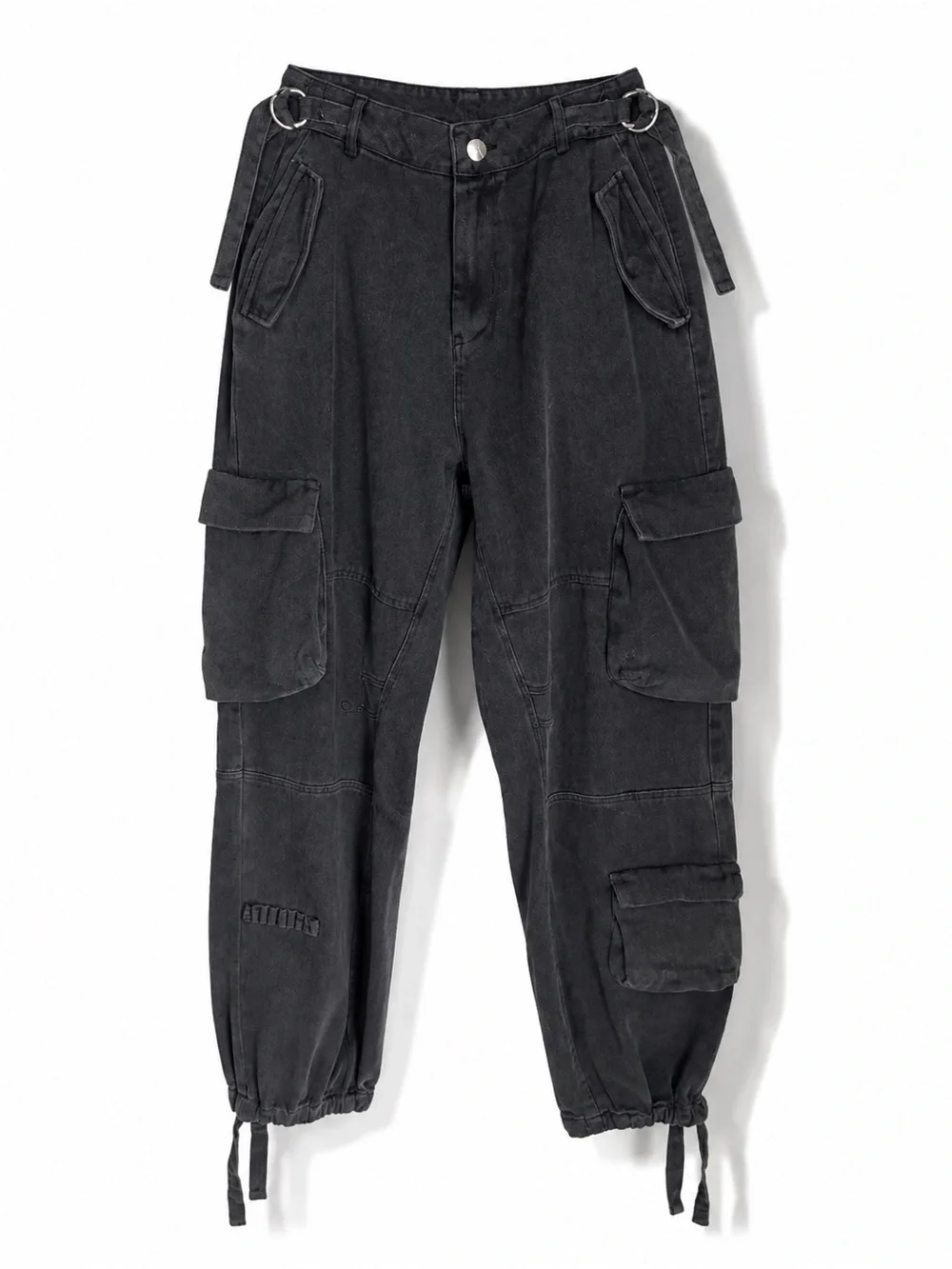 Manière De Voir Washed Black Cargo Utility Jogger Pants Streetwear Size M - Picture 1 of 16